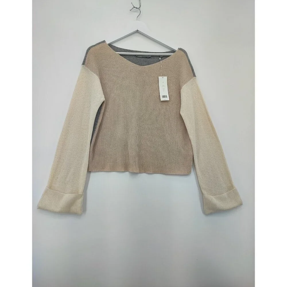 Vince Women’s Size L Pullover Sweater 100% Cashmere Color Block Long Sleeve
